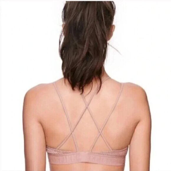 Victoria's Secret PINK Bralette Bra  Pink Silver Metallic Strappy Size Small - Picture 2 of 10